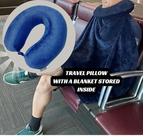 Travel Pillow with Built-in Blanket Stored Inside - Sewn-in Blanket Folds Out When You Need it, Tucks Away When You Don’t - Image 10