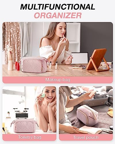 BAGSMART Travel Makeup Bag, Cosmetic Bag Make Up Organizer Case,Large Wide-open Pouch for Women Purse for Toiletries Accessories Brushes - Image 4