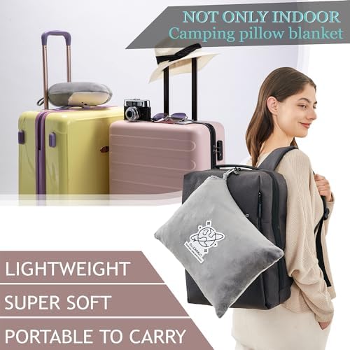 Commollis 2-in-1 Travel Blanket & Pillow for Airplane, Car, Train - Warm Compact Flight Blanket with Luggage Strap & Backpack Clip, Machine Washable, All-Season Use - Image 6