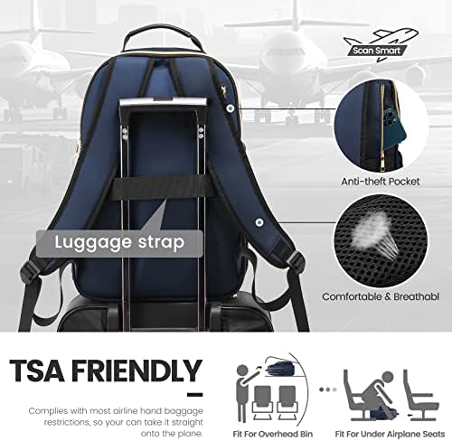 LOVEVOOK Laptop Backpack for Women 15.6 inch,Cute Womens Travel Backpack Purse,Professional Laptop Computer Bag,Waterproof Work Business College Teacher Bags Carry on Backpack with USB Port,Navy Blue - Image 7