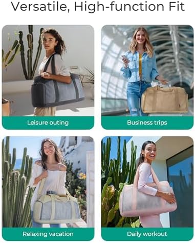 BAGSMART Foldable Duffle Bag for Women - 35L Carry On Weekender Overnight Sports Duffel with Shoe Compartment, Personal Item Travel Workout Bag for Travel Yoga, Black - Image 2