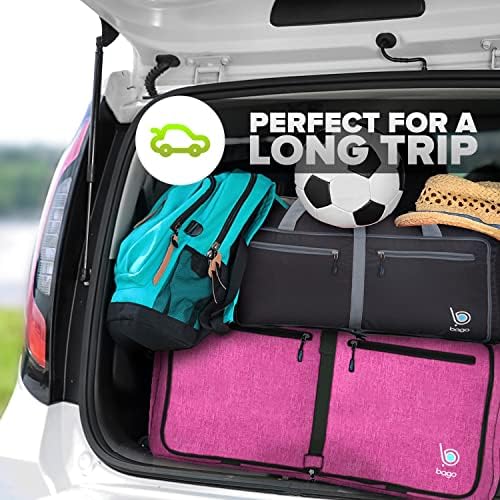 Bago Large Foldable Duffel Bags for Traveling Women & Men - 80L Packable Duffle Bag for Travel with Shoe Compartment - Water Repellant, Heavy Duty, Lightweight Folding & Collapsible (SnowPink) - Image 5