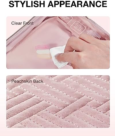 BAGSMART TSA Approved Toiletry Bag, 2 Pack Clear Makeup Cosmetic Bag Organizer, Quart Size Travel Bag for Toiletries, Carry-on Travel Accessories Essentials - Pink - Image 2