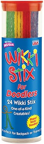 Wikki Stix for Doodlers - Kid's Travel Essential: Portable Creativity On-The-Go! Pack of 24 Wikki Stix in Neon and Primary Colors. Made in USA ! 3 & Up.
