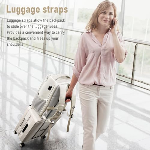 Travel Backpack, Business Anti Theft Slim Sturdy Laptops Backpack with USB Charging Port, Water Resistant College School Laptop Bag for Men & Women Fits 15.6 Inch Notebook (Beige) - Image 6