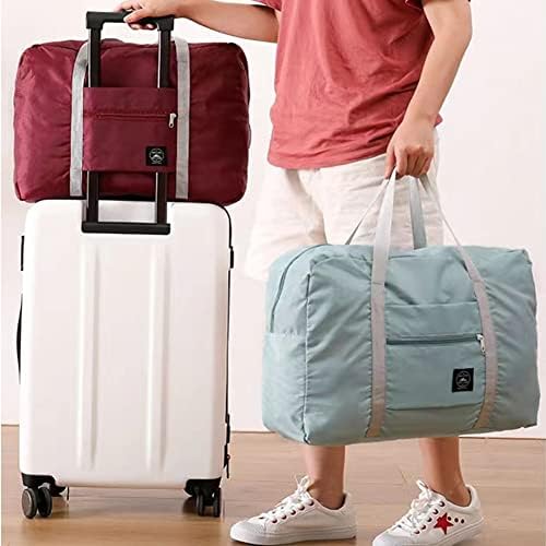 2 Pack Foldable Travel Bag Waterproof Travel Duffel Bag,Women Ladies Man Canvas Weekender Bag Overnight Carry-on Tote Duffel in Trolley Handle (Black&Rred)… - Image 4