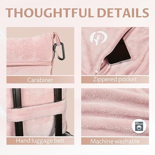 Tirrinia Travel Blanket Pillow Airplane Flight Essentials Car Pillow Traveling Accessories Gift in Portable Compact Pack for Camping Office Home 65×40 - Image 6