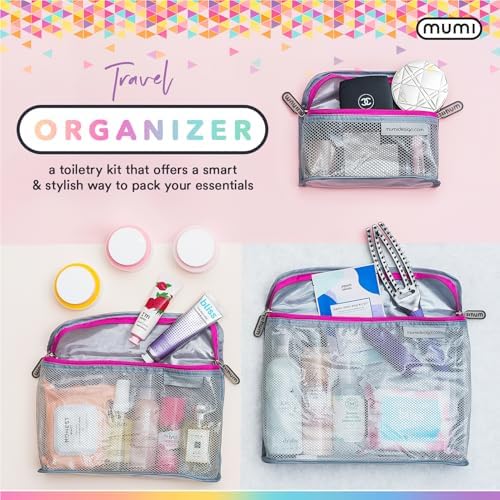 MUMI Travel Toiletry Bag Set of 3 – Clear TSA Approved Toiletry Bags for Women – Reusable Water-Resistant Makeup Organizer Pouches for Skincare, Cosmetics, Travel Accessories, Airport Packing - Orange - Image 2
