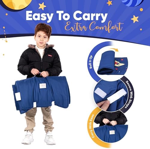 Nap mat - Toddler Nap Mat with Pillow & Fleece Blanket- 21" x 50" -Lightweight Toddler Sleeping Bag for Preschool, Daycare, Travel, Camping Ages 2-7 Years - Image 4