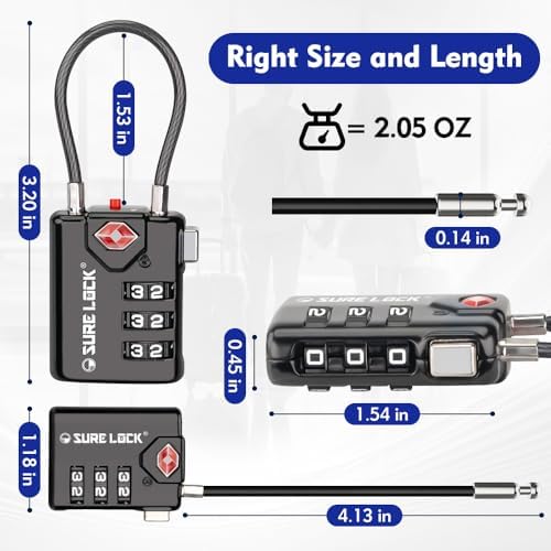 SURE LOCK TSA Compatible Travel Luggage Locks, Inspection Indicator, Easy Read Dials - 2 pack - Image 7