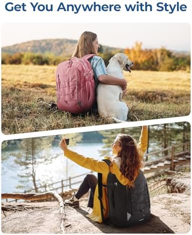 BAGSMART Carry On Travel Backpack, 17 Inch Large Travel backpack Carry On Flight Approved, Anti-theft Personal Item Backpack Travel Bag With Shoe Bag, 30L Water Resistant Casual Daypack, Beige - Image 6