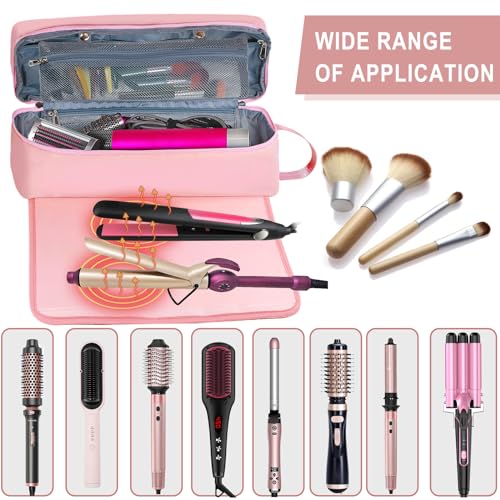 Hair Tools Travel Bag with Heat Resistant Pad, Double-Layer Travel Carrying Case for Straightener, Curling Iron, Hair Dryer, Portable Organizer - Image 5