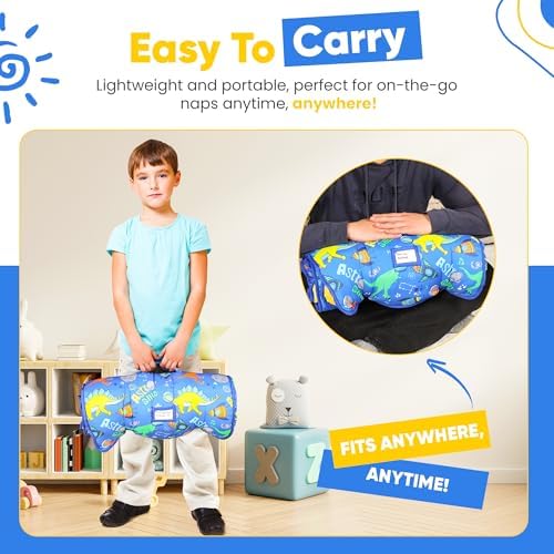 Nature’s Haven Lightweight Nap mat for Kids with Plush Blanket, Removable Pillow & Attached Straps – Soft Toddler Travel Bed with Roll Up Design – Perfect for Preschool, Daycare, Traveling - Image 6