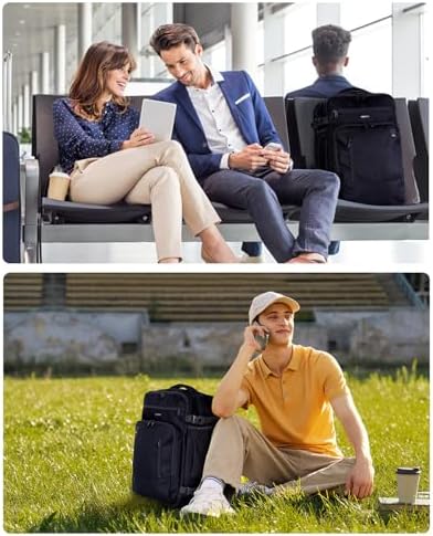 ECOHUB 17" Small Travel Backpack, United Airlines Personal Item Bag 17x10x9 with 16 Pockets, Water Resistant Rucksacks Fit 15.6" Laptop, AirTag Pocket, Lightweight Casual Daypack, 25L, Black - Image 8
