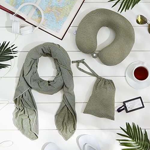 Bucky Jersey Stripe Comfort Travel Accessories, Blanket Scarf, Olive Stripe, One Size - Image 7