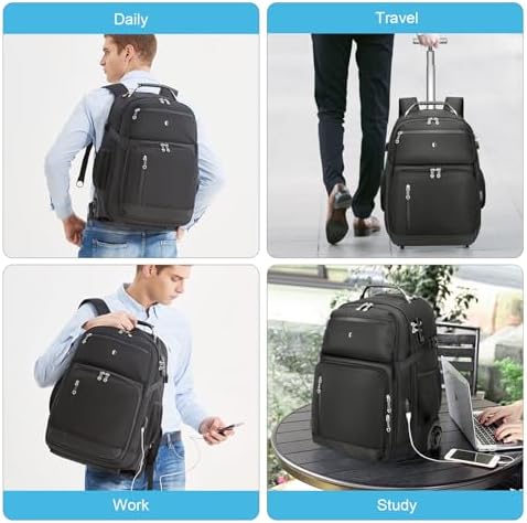 Vacuum Rolling Backpack,50L Roller Travel Laptop Backpack with Anti-Theft,rolling backpack for travel,Water-Resistant Carry-On Luggage,Business and Commuting (A) - Image 6