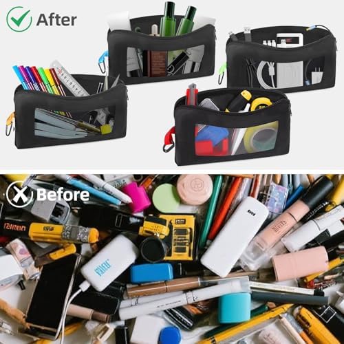 4 PCS Clear Tool Pouches with Zipper and Belt Clip, Water Proof Small Tool Pouch Bag Oxford Small Tool Bags for Tools, cosmetic, Travel Accessories, Stationery - Image 5
