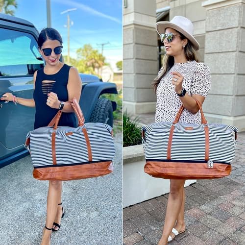 IBFUN Weekender Bags for Women, 21" Weekender Travel Bag, Travel Duffle Bag with Shoe Compartment Carry on Overnight Duffel Bag for Weekend Travel Business Trip, 3PCS - Image 2