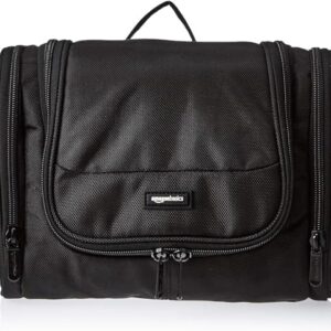 Amazon Basics Hanging, Travel Toiletry Bag Organizer, Shower Dopp Kit, Black