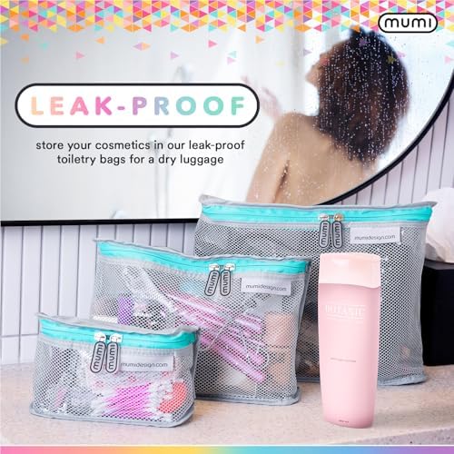 MUMI Travel Toiletry Bag Set of 3 – Clear TSA Approved Toiletry Bags for Women – Reusable Water-Resistant Makeup Organizer Pouches for Skincare, Cosmetics, Travel Accessories, Airport Packing - Orange - Image 3