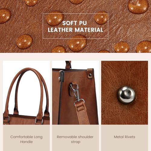 LOVEVOOK Laptop Bag for Women, 15.6 inch Laptop Tote Bag Vintage Work Bags for Women Computer Bag Office Briefcase Handbag - Image 5
