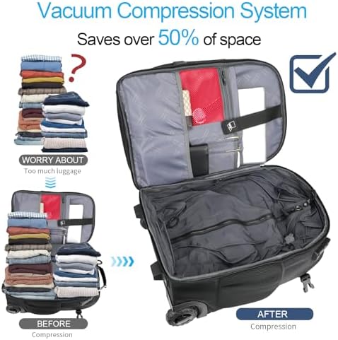 Vacuum Rolling Backpack,50L Roller Travel Laptop Backpack with Anti-Theft,rolling backpack for travel,Water-Resistant Carry-On Luggage,Business and Commuting (B) - Image 3