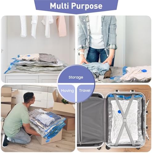10 Pack Jumbo Vacuum Storage Bags with Hand Pump, 80% Storage Space Saving, Sturdy Leak-Free Space Saver Vacuum Seal Bags for Clothing, Vacuum Compression Bags for Travel Lugggage Blankets Comforters - Image 4