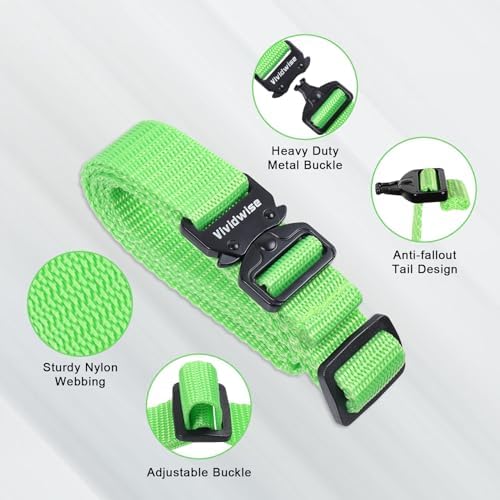 Utility Straps with Metal Quick Release Buckle, Adjustable Nylon Belt Backpack Accessories Sleeping Bag Strap for Hiking, Travel, Outdoor Sports (Green-Metal Buckle, 1" W-48 L) - Image 3