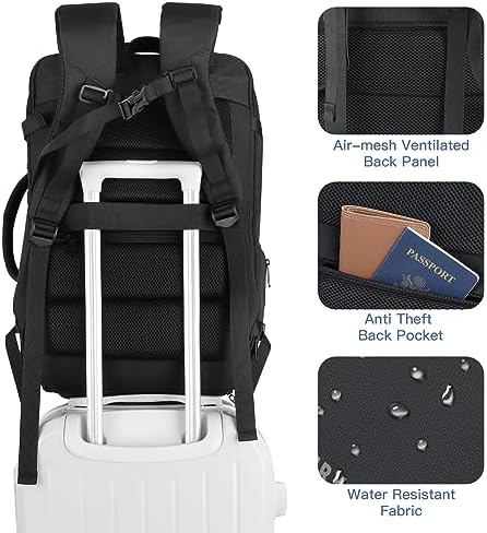 Carry On Backpack, 50L Travel Backpack, Luggage Backpack TSA Flight Approved Laptop Backpack for Men & Women, Large Expandable Bag 40L Daypack Lightweight Business Weekender Bag, Black - Image 7