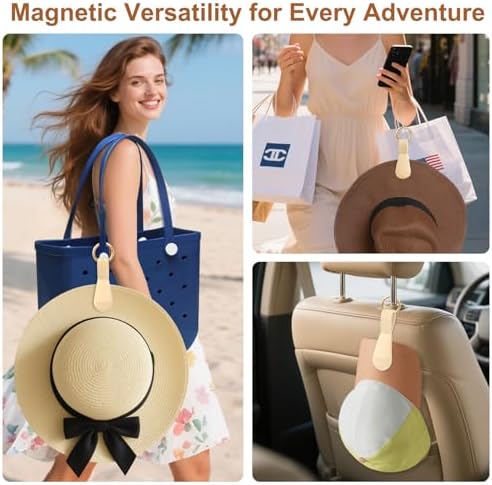 Magnetic Hat Clip for Travel on Bag, Light Khaki Silicone Hat Clip Magnet Hat Holder Hat Hook for Bag Tote Luggage, Beach Straw Hat Carry Clip, Vacation Traveling Essentials Accessory - Image 6