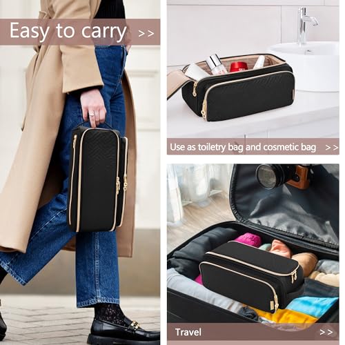 Yarwo Hair Tools Travel Bag with Heat Resistant Mat for Straightener, Curling/Flat Iron, Blow Out Brush/Curler, 2 in 1 Hot Hair Styling Tool Organizer with Pockets for Hair Accessories, Black - Image 6