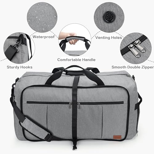 120L Travel Duffle Bag for Men, Large Foldable Duffel Bag for Travel with Shoe Compartment Overnight Weekender Bag Gym Bag for Men Women Waterproof & Tear Resistant (Gray, 120L) - Image 4