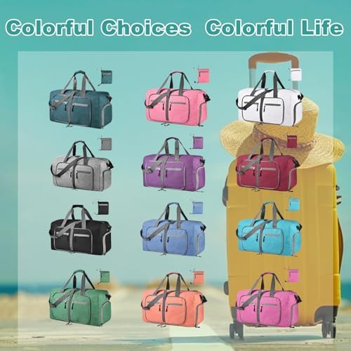 Dimayar 65L Travel Duffle Bag for Men Women - Foldable Duffel Bag with Shoes Compartment - Overnight Bags Waterproof & Tear Resistant(Green) - Image 8