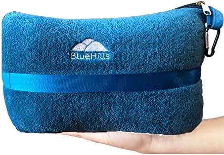 BlueHills Travel Blanket Pillow in Mini Soft Case Premium Plush Airplane Blanket in Soft Bag Compact Pack with Luggage Belt and Backpack Clip Airline Car 2 in 1 Traveler Essentials - Teal Blue M03 - Image 8