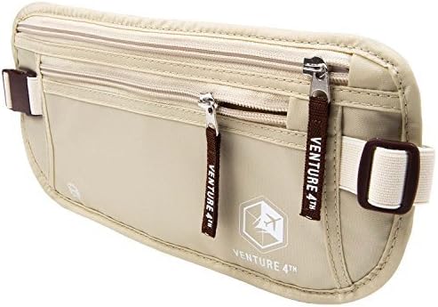 VENTURE 4TH Travel Money Belt - Slim Passport Holder RFID Blocking Travel Pouch to Protect Cash, Credit Cards and Travel Documents (Beige) - Image 4