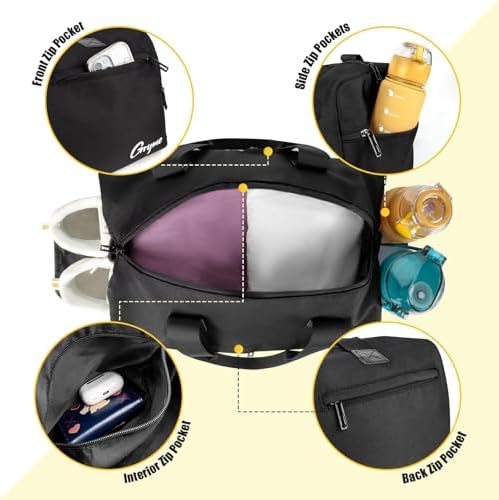 Gryme 15 Inch Small Gym Bag with Shoes Compartment and Wet Pocket, Mini Duffle Bag for Men & Women, Small Sports Bag for Travel Carry On, Swimming, Workout, Weekender Overnight - Image 4