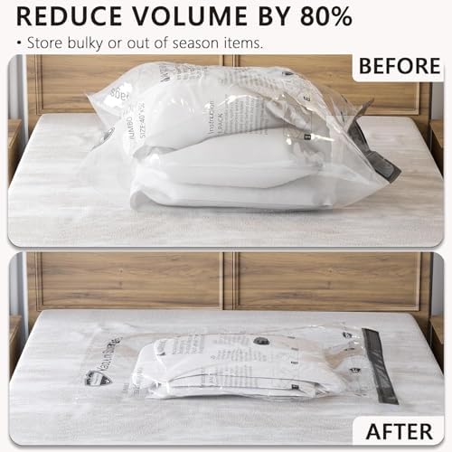SUOCO 14 Combo Vacuum Storage Bags with Electric Pump, (4 Jumbo, 4 Large, 3 Medium, 3 Small) Travel Clothes Space Saver Bags, Compression Airtight Seal Bags for Clothing, Pillows, Comforters, Blankets - Image 6