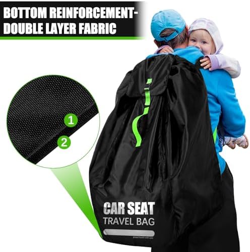 Car Seat Travel Bag for Airplane, Large Car Seat Bags for Air Travel with Padded Straps, Gate Check Storage Bag/Backpack for Car Seat Airport, Carseat Cover Travel - Baby Travel Essentials for Flying - Image 4