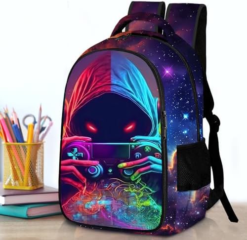 Game Backpack Set for Boys, Gaming Backpack 3 Pack, Boy Backpack Lunch Box, and Pencil Bag for Kids Teens Elementary Middle School, Large Capacity Game School Bag 17" Travel Back Pack - Image 2