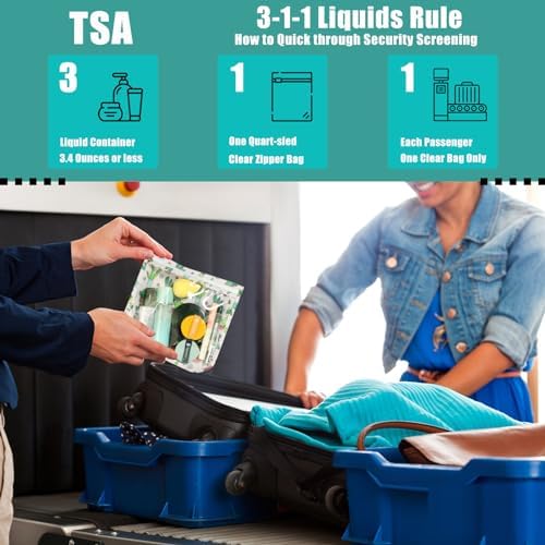 TSA Approved Toiletry Bag, Set of 3 Clear Travel Toiletry Bag Quart Size Zipper Travel Pouch, Waterproof Makeup Cosmetic Bag for Women Men Kids Toiletries Carry on, Cacti A - Image 4