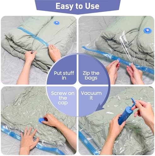 10 Pack Jumbo Vacuum Storage Bags with Hand Pump, 80% Storage Space Saving, Sturdy Leak-Free Space Saver Vacuum Seal Bags for Clothing, Vacuum Compression Bags for Travel Lugggage Blankets Comforters - Image 7