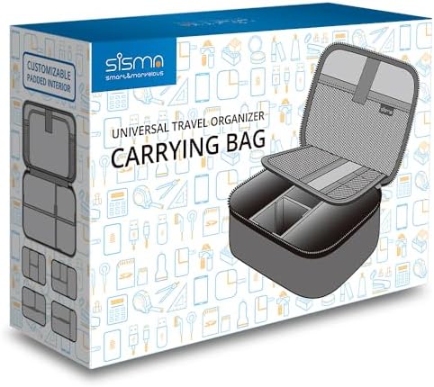 sisma Electronics Cords Organizer Tech Accessories Storage Case Travel Small Carrying Bag for Charging Cables Adapter USB Plugs Power Cord Leads - Grey 1680d - Image 6