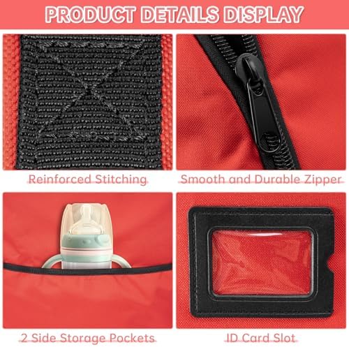 Padded Car Seat Travel Bag Compatible with Doona, Infant Car Seat Travel Bag, Foldable Car Seat Stroller Gate Check Bag for Airplane (Red) - Image 6
