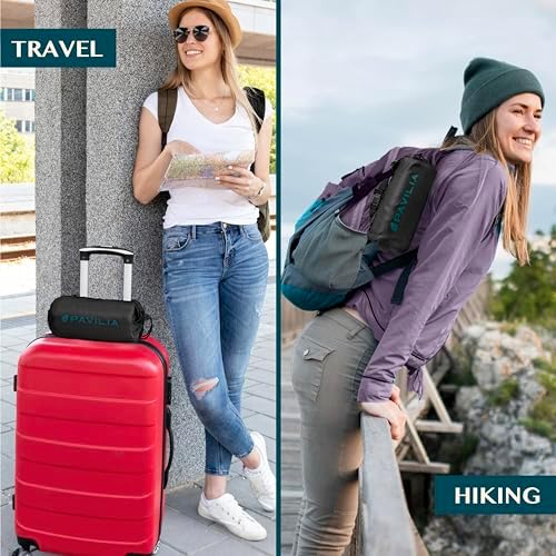 PAVILIA Travel Blanket Airplane Compact with Bag, Soft Packable Plane Blanket Kids Adults, Portable Camping Flight Essentials, Travelers Gifts Accessories, Luggage Backpack Strap, 65x40 Black - Image 5