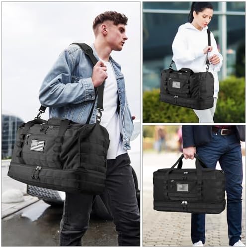 ETRONIK Travel Bag for Men Women, Gym Bag & Tactical Duffle Bags for Travel, Carry on with Toiletry Bag and Shoe Compartment, Weekender Overnight Trip with Wet Pocket for Workout Medical, Black - Image 6