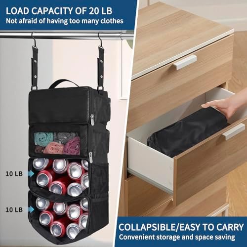 esouler Suitcase Organizer - Hanging Packing Cubes & Portable Travel Shelves for Carry-on (Black, Small) - Image 4