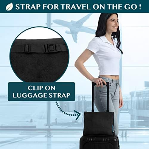 PAVILIA Travel Blanket Pillow, Soft Airplane Blanket 2-in-1 Combo Set, Plane Blanket Compact Packable, Flight Essentials Car Pillow, Travelers Gifts Accessories, Luggage Backpack Strap, 60x43 Black - Image 3