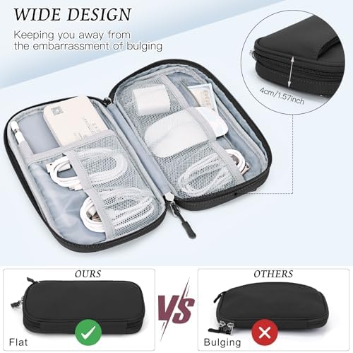 FYY Travel Cable Organizer Pouch - Enlarge Electronic Organizer Carry Case Portable Waterproof All-in-One Electronic Accessories Storage Bag for Cord, Charger, Phone, Earphone, Black - Image 3