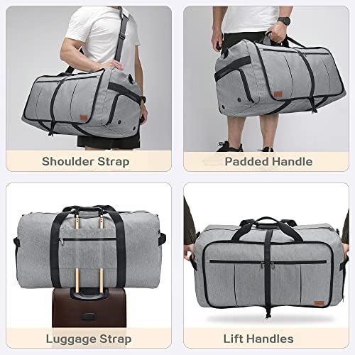 120L Travel Duffle Bag for Men, Large Foldable Duffel Bag for Travel with Shoe Compartment Overnight Weekender Bag Gym Bag for Men Women Waterproof & Tear Resistant (Gray, 120L) - Image 6