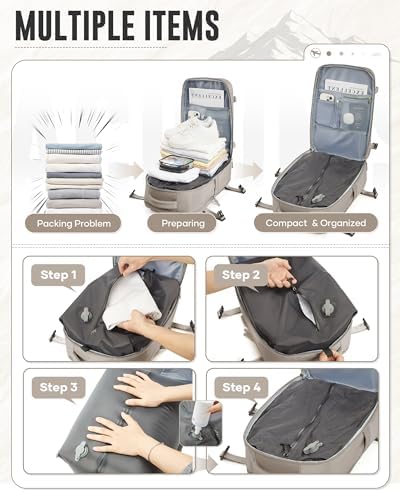 Vacuum Travel Backpack with Electric Pump for Women Men, Vacpack Seal Compression Bags Waterproof Travel Backpack Carry on Flight Approved, Airback Personal Item Carry on Backpacks（grey brown） - Image 3